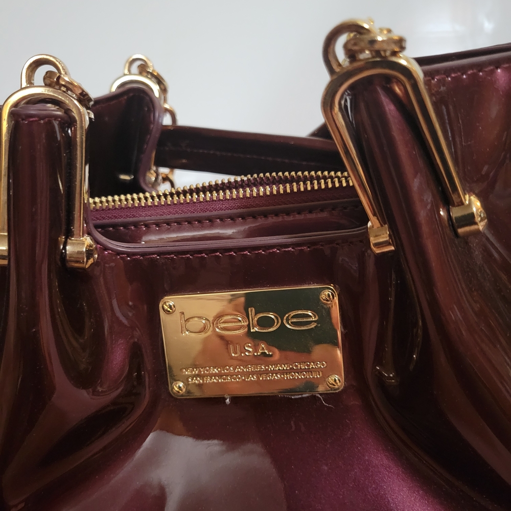 Bebe Metallic Burgandy Women's Bag NEW - Picture 7 of 11